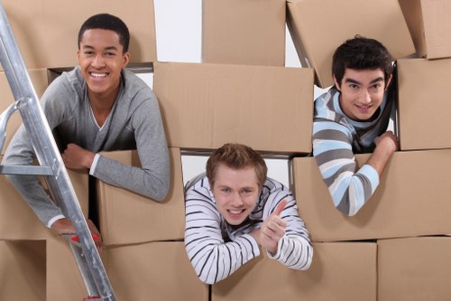 Packed boxes and furniture ready for a Whitton man and van service